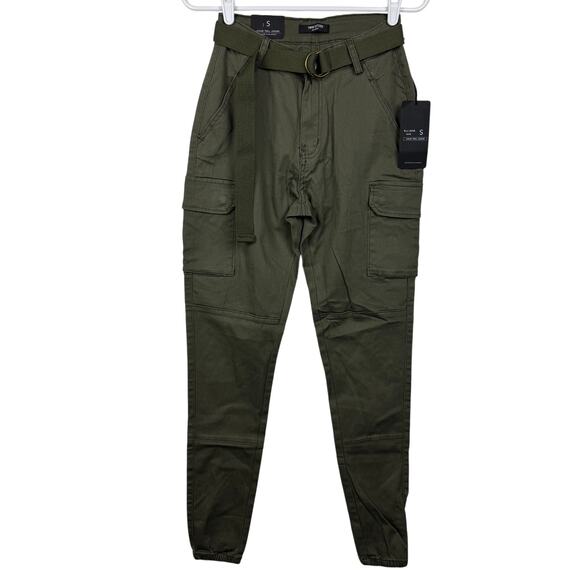 Twiin Sister Pants - Women's TWIIN Sisters LA Olive Color Twill Jogger Utility Zip Up Cargo Pants S